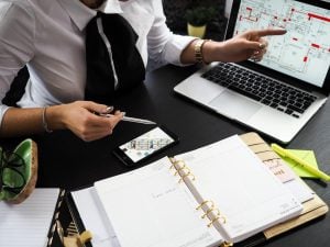 person sitting at a desk