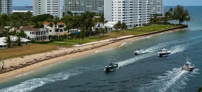 Fort Lauderdale beachfront high-rises with boats