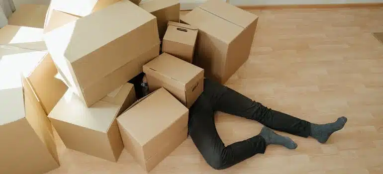 A man under a pile of cardboard boxes didn't prevent injuries on moving day