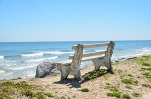 A bench on a Florida beach.