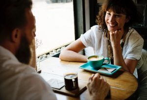 two people talking