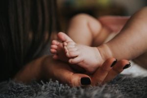 woman holding child