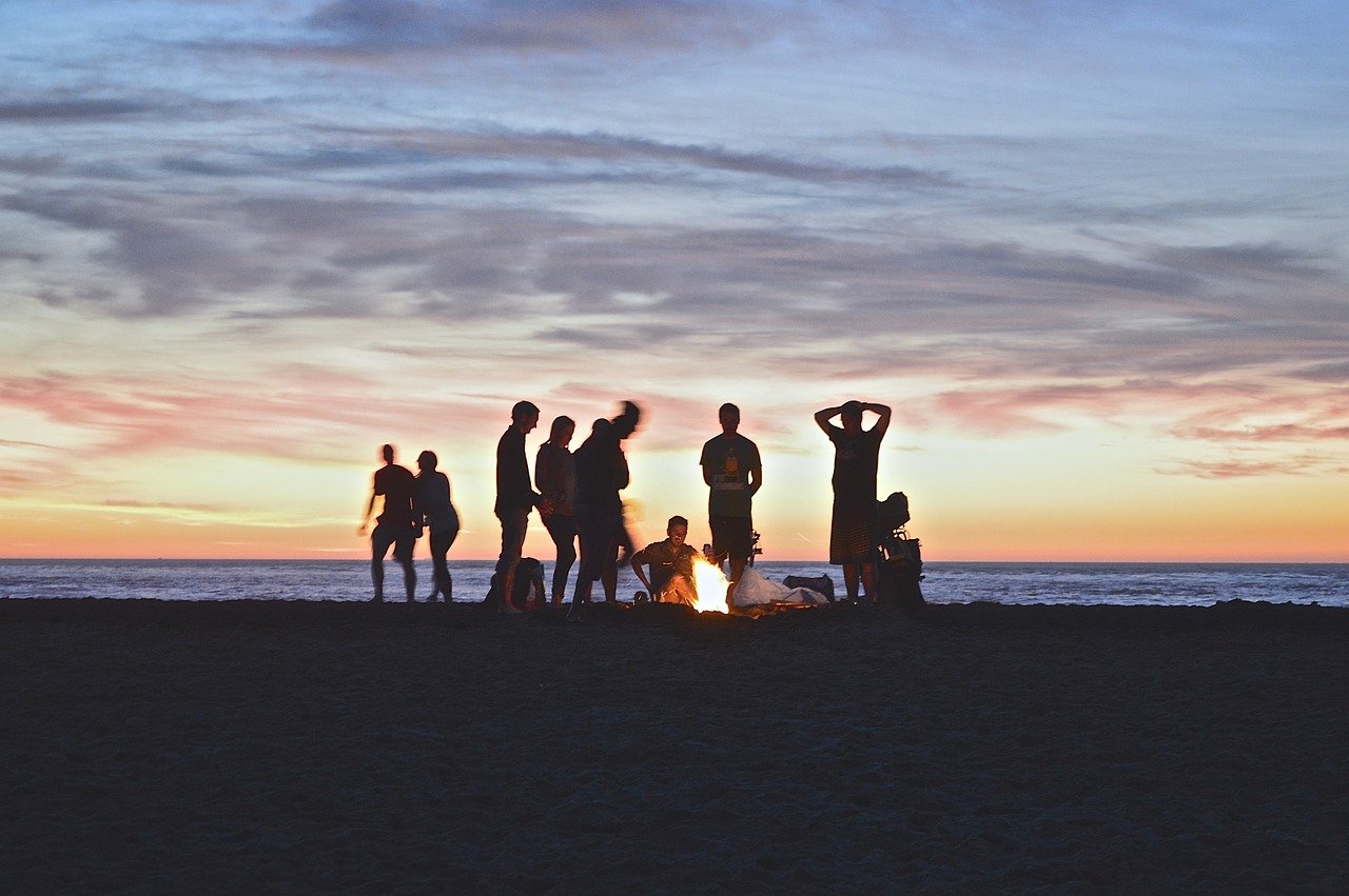 Picture of a campfire on the beach 