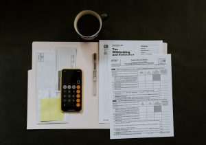 calculator and documents