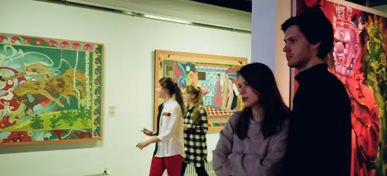 A couple looking at fine art