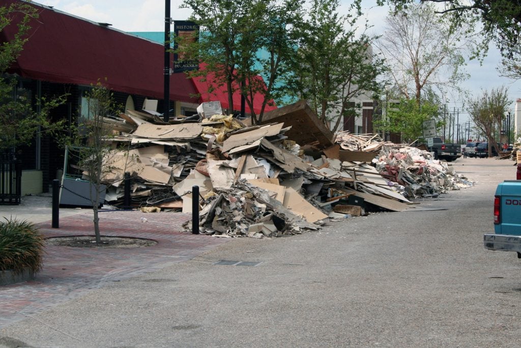 debirs on the street representing Hurricane Trash Removal