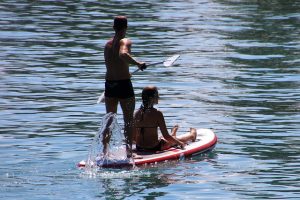 Paddleboard family fun on the sea