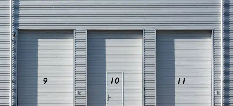 Three numbered storage unit doors