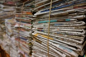Bundles of old newspapers.
