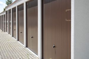 Garage doors that look like storage units.