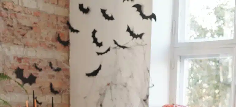 Batlike halloween decorations hanging