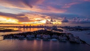 The view of Fisher Island in Miami.