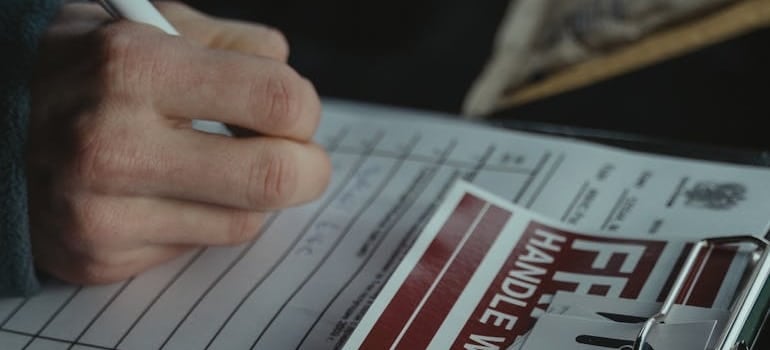 A mover inventorying fragile items