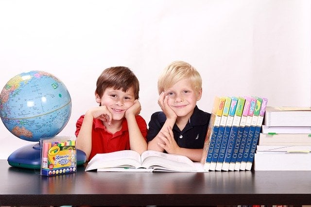 Two boys at school