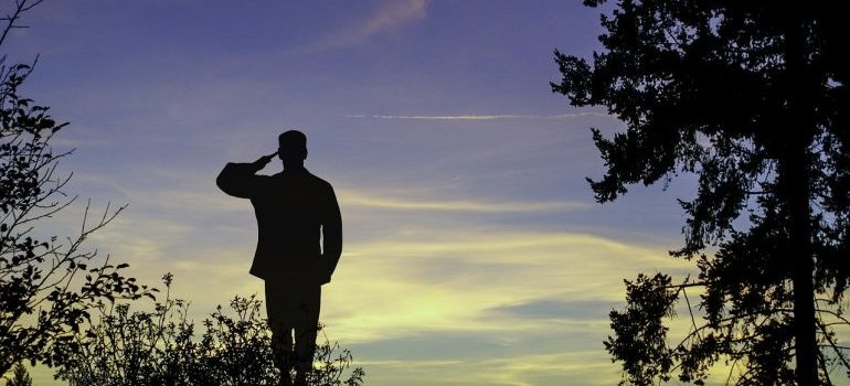 a soldier saluting on a hill