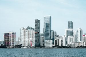 Miami skyline from the ocean