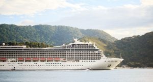 Cruise ship next to the coast