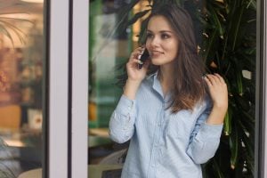 a woman talking on the phone 