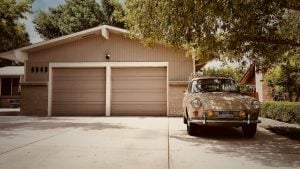 old car parked on the driveway