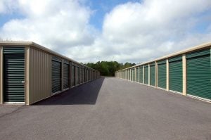 Picture of a storage unit. Declutter before moving by storing your items in a warehouse