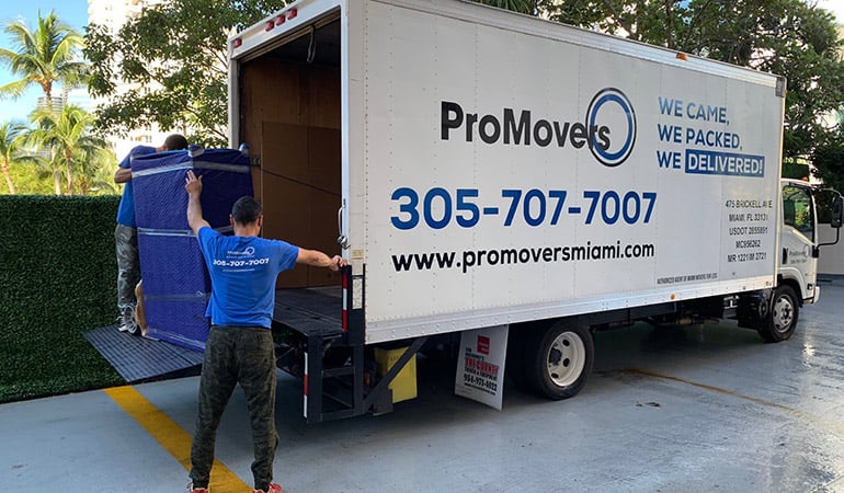 Movers ready for a long-distance relocation.