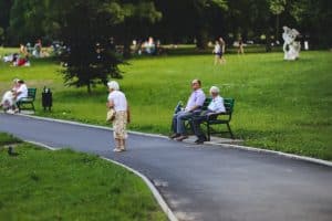 Seniors citizens in a park.