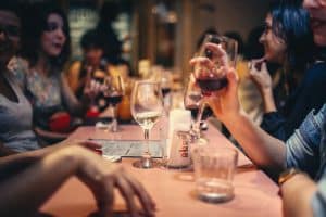 people drinking at a table