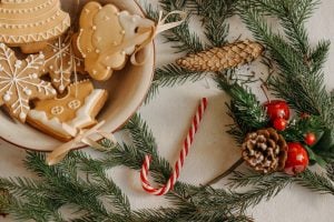 holiday decorations on the table