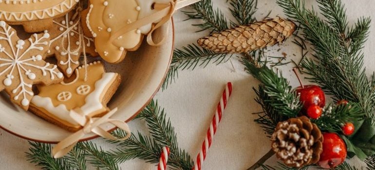holiday decorations on the table