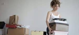 Woman decluttering.