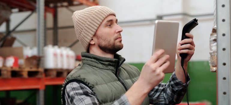 man making an inventory