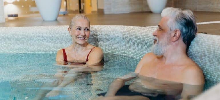 People enjoying in a hot tub