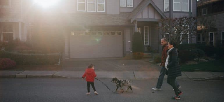 Family in a street