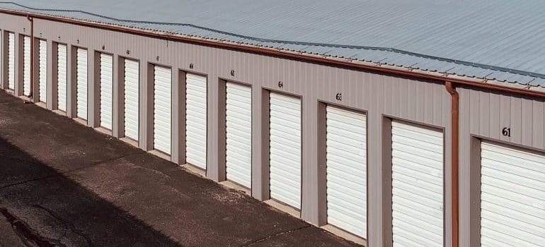 several storage units in a row