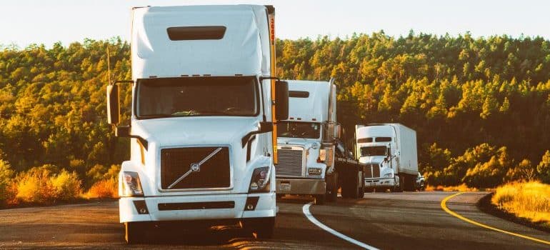 Moving trucks on the road