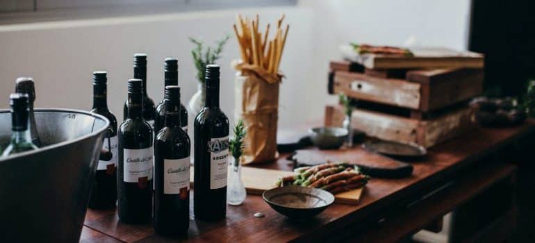 bottles of red wine on a table