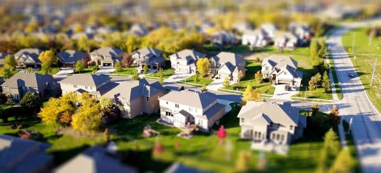 Aerial view of the suburban houses