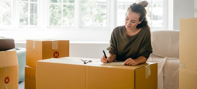 A woman packing