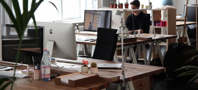 man working in an office