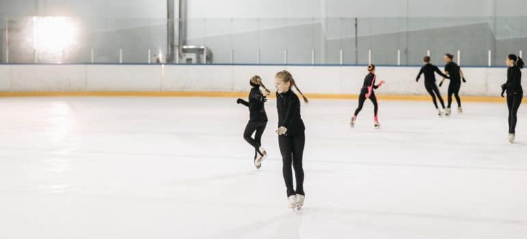 Kids learning how to ice skate