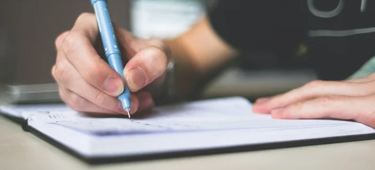 A person is writing 