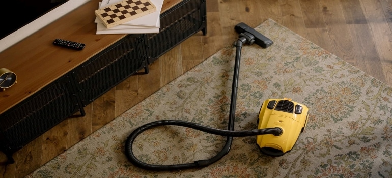 a vacuum cleaner and a rug