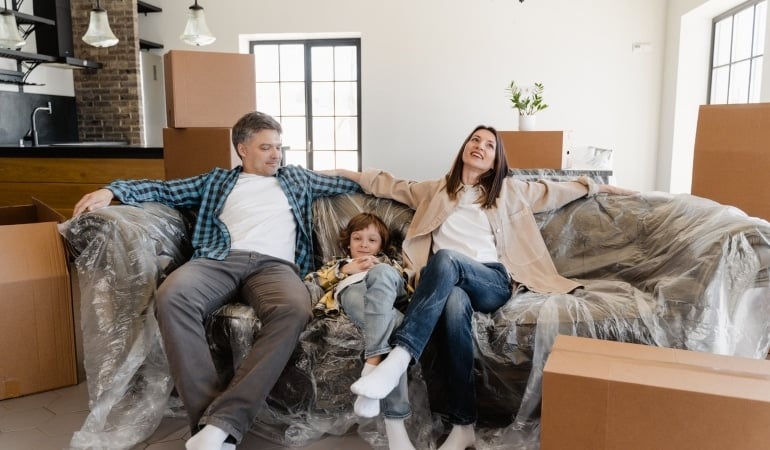 a family moving with the help of Coconut Grove movers