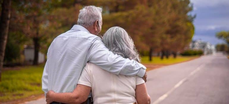 an old couple going for a walk 