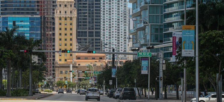 The street view in Miami district