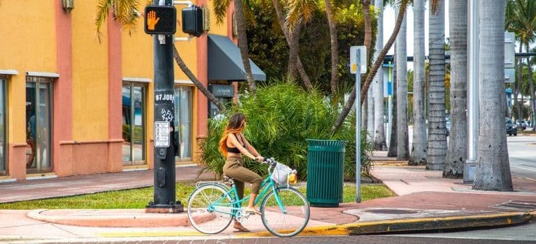 Woman riding a bicycle