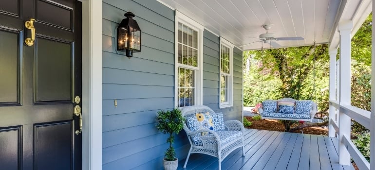 A porch in front ofa house