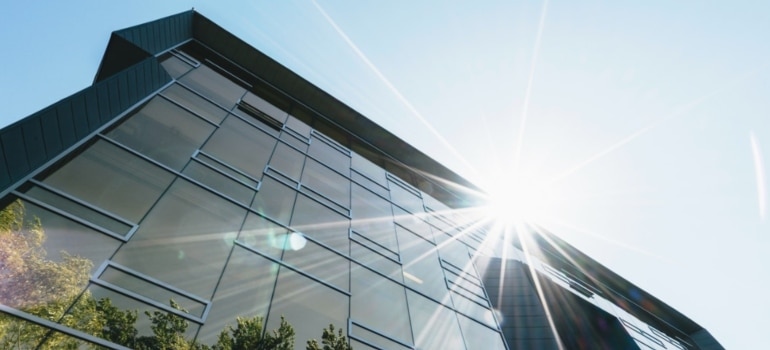 Modern office building in the sunlight