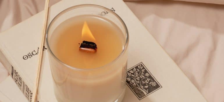 candle on a book