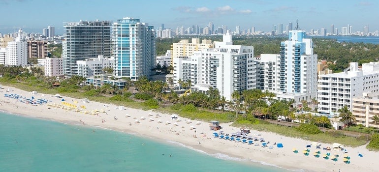 Beach and buildings in Miami